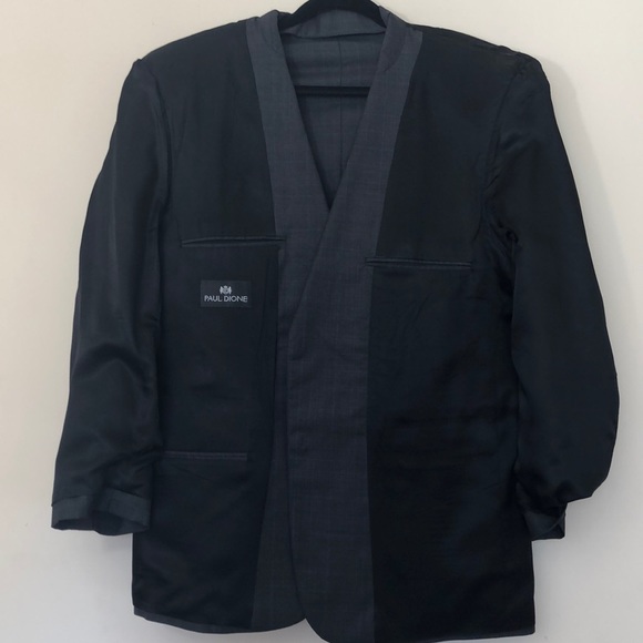 Paul Dione Gray & Blue Plaid 2-Button Blazer 42S - Picture 5 of 8